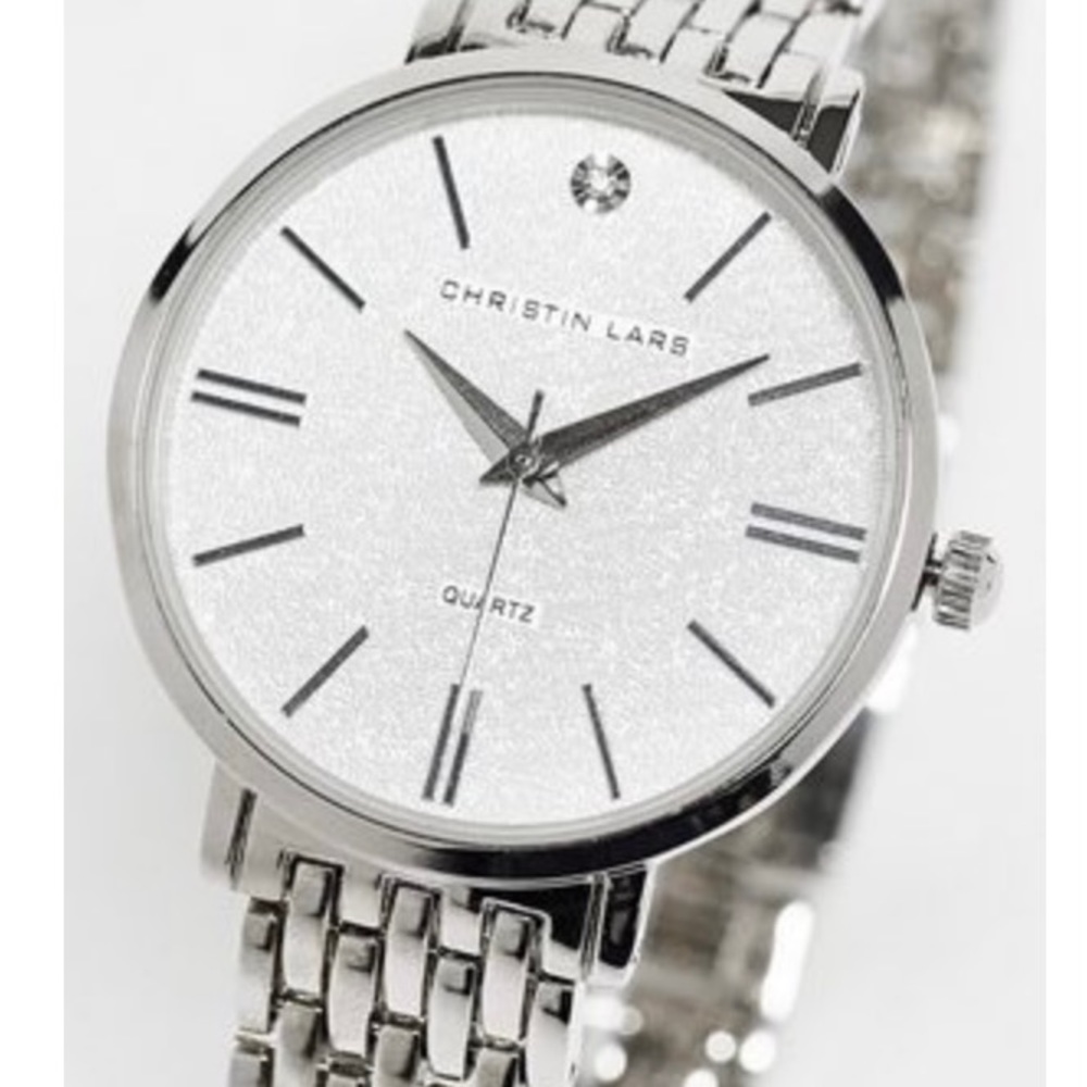 NEW & never worn Christin Lars chunky link strap watch in silver